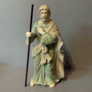 Vintage Royal Doulton Nativity Figurine Holiday Christmas Porcelain Joseph Staff